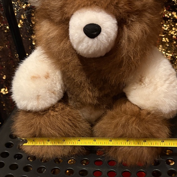 Brown and White Plush Alpaca Fur Bear - Picture 4 of 7